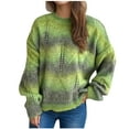 thumbnail image 1 of UAMVSH Gradient Sweaters for Women Hollow out Knitted Sweaters Oversized Long Sleeve Pullover Tops Casual Crew Neck Fall Outfits(Large,Green), 1 of 7