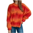 thumbnail image 1 of UAMVSH Gradient Sweaters for Women Hollow out Knitted Sweaters Oversized Long Sleeve Pullover Tops Casual Crew Neck Fall Outfits(Small,Red), 1 of 7