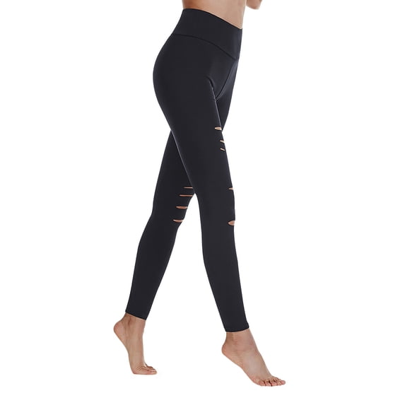 UAMVSH High Waist Leggings for Women Trendy Cutout Ripped Stretchy Yoga Tights Comfy Casual Gym Workout Breathable Skinny Pants