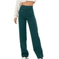 thumbnail image 1 of UAMVSH High Waisted Pants for Women Casual Straight Leg Office Work Pants with Pockets Soft Button Business Dress Pants(Medium,Light Blue), 1 of 6