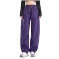 thumbnail image 1 of UAMVSH Hiking Cargo Pants for Women Trendy Waterproof Drawstring High Waisted Casual Travel Streetwear Loose Fit Trousers with Pockets(X-Large,Purple), 1 of 7