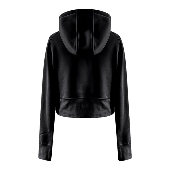 UAMVSH Hooded Sweatshirts for Women Classic Full Zipper Cropped Athletic Jackets Casual Long Sleeve Hoodie with Thumb Hole(Large,Black)