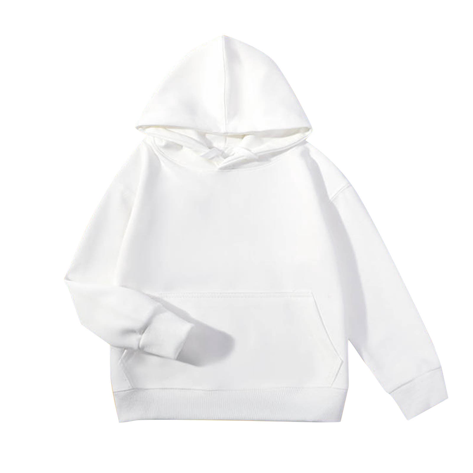 Hoodie for Kids Casual Long Sleeve Drawstring Classic Hooded Sweatshirts with Pockets Soft Oversized Girls Boys Pullover Tops(7-8Years,White)
