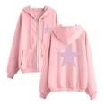 thumbnail image 1 of UAMVSH Hoodie for Women Trendy Star Graphic Printed Sweatshirts with Drawstring Vintage Long Sleeve Zip up Hooded Jackets(3X-Large,Pink), 1 of 3