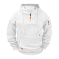 thumbnail image 1 of UAMVSH Hoodies for Men Casual 1/4 Zipper Drawstring Hooded Sweatshirts Soft Fleece Athletic Pullover Tops with Pockets(Large,White), 1 of 4