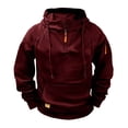 thumbnail image 1 of UAMVSH Hoodies for Men Casual 1/4 Zipper Drawstring Hooded Sweatshirts Soft Fleece Athletic Pullover Tops with Pockets(Medium,Wine), 1 of 3