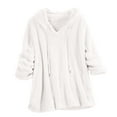 thumbnail image 1 of UAMVSH Hoodies for Women Soft Fuzzy Fleece Lined Pullover Top Solid Winter Thermal Sweatshirt Fall Outfits for Ladies, 1 of 7