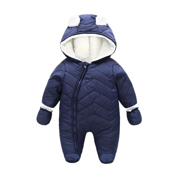 UAMVSH Infant Winter Clothes Newborn Baby Snowsuit Fleece Lined Ears Long Sleeve Hooded Puffer Romper Warm Footed Jumpsuit with Gloves
