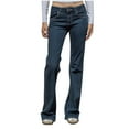 thumbnail image 1 of UAMVSH Jeans for Women Stretchy Casual Straight Leg Denim Pants with Pockets Loose Fit Trendy High Waist Button Lounge Pants(Medium,Dark Blue), 1 of 7