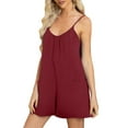 thumbnail image 1 of UAMVSH Jumpsuit for Women Summer Beach Sleeveless Workout Short Rompers Loose Spaghetti Strap Scoop Neck Pockets Overalls, 1 of 7