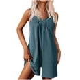 thumbnail image 1 of UAMVSH Jumpsuits for Women Sleeveless V-Neck Summer Rompers Pleated Wide Strap Baggy Short Overalls Clothes with Pockets, 1 of 7