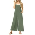 thumbnail image 1 of UAMVSH Jumpsuits for Women Summer Casual Sleeveless Long Rompers with Pockets Trendy Spaghetti Strap Side Slit Baggy Wide Leg Overalls Clothes, 1 of 5