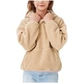 thumbnail image 1 of UAMVSH Kids Fuzzy Fleece Hoodie with Pockets Warm Winter Plush Long Sleeve Casual Hooded Pullover Tops Boys Girls Clothes(5-6 Years,Beige), 1 of 7