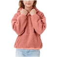 thumbnail image 1 of UAMVSH Kids Fuzzy Fleece Hoodie with Pockets Warm Winter Plush Long Sleeve Casual Hooded Pullover Tops Boys Girls Clothes(9-10 Years,Orange), 1 of 7