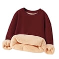 thumbnail image 1 of UAMVSH Kids Oversized Crew Neck Sweatshirts Warm Sherpa Lined Unisex Winter Fleece Tops Boys Girls Drop Shoulder Pullover(15-16Years,Wine), 1 of 6