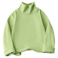 thumbnail image 1 of UAMVSH Kids Turtleneck Tops Soft Fleece Long Sleeves Pullover Shirts Oversized Casual Solid Color Warm Clothes Fall Winter(4-5 Years,Green), 1 of 3
