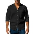 thumbnail image 1 of UAMVSH Lightweight Shirts for Men Soft Long Sleeve Button down Tshirts with Pockets Casual V-Neck Regular Fit Classic Summer Fall Tops(Small,Black), 1 of 5