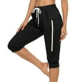 thumbnail image 1 of UAMVSH Long Shorts for Women Knee Length Casual Capri Pants for Ladies Cinch Bottom Cozy Pockets Shorts with Drawstring, 1 of 7