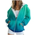 thumbnail image 1 of UAMVSH Long Sleeve Hoodie for Women Trendy Gradient Printed Hooded Jackets with Pockets Casual Full Zip up Drawstring Sweatshirt Coats(X-Large,Multicolor 5), 1 of 5
