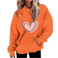 thumbnail image 1 of UAMVSH Long Sleeve Hoodie for Women Cute Heart Graphic Valentine's Day Hooded Sweatshirts Casual Oversized Long Sleeve Pullover(3X-Large,Orange), 1 of 5