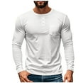 thumbnail image 1 of UAMVSH Long Sleeve Raglan Shirts for Men Comfy Casual Henley Neck Athletic Rash Guard Tops with Chest Pockets Slim Fit T-Shirts(3X-Large,White), 1 of 6