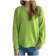 thumbnail image 1 of UAMVSH Long Sleeve Sweater Pullover for Women Casual Solid Color Basic Crew Neck Tops Fall Lightweight Warm Knitted Sweaters(Small,Green), 1 of 5