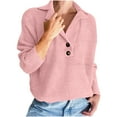 thumbnail image 1 of UAMVSH Long Sleeve Sweaters for Women Comfy Ribbed Knitted Pullover Tops Casual Button Lapel V-Neck Work Dressy Sweaters(X-Large,Pink), 1 of 6