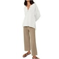 thumbnail image 1 of UAMVSH Lounge Sets for Women Two Piece Outfits Loose Fit Button Long Sleeve Tops and Pants Casual Side Slit Knitted Sweatsuits(LargeWhite 1), 1 of 5