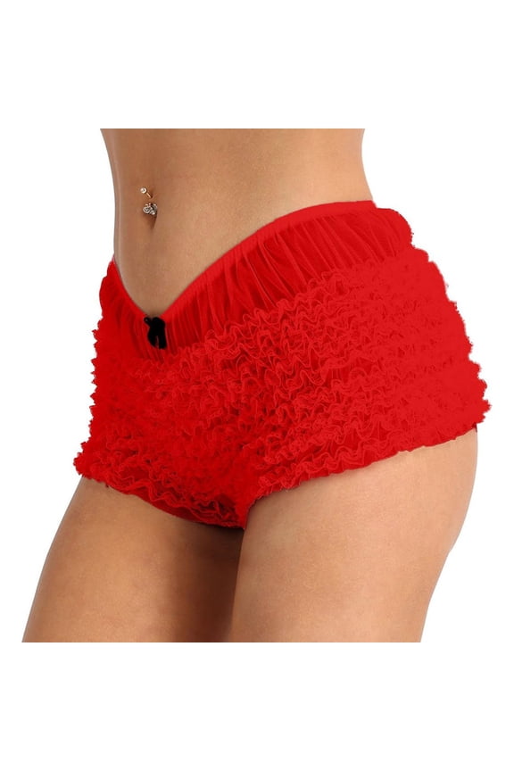 Lounge Shorts for Women Ruffle Layered Trendy Lace Mesh Ladies Bloomer Pajama Shorts Soft Summer Lightweight Elastic Waist Sleep Shorts