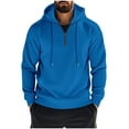 thumbnail image 1 of UAMVSH Men 1/4 Zipper Hoodies Fall Winter Workout Big and Tall Casual Long Sleeve Hooded Pullover Sweatshirts Fashion Drawstring Gym Tops(3X-Large,Blue), 1 of 6