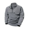 thumbnail image 1 of UAMVSH Men Warm Fleece Pullover Tops Long Sleeve Stand Collar Shirts 1/4 Zipper Winter Sherpa Lined Loungewear Blouses(X-Large,Gray), 1 of 6