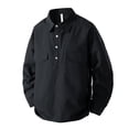 thumbnail image 1 of UAMVSH Men's Button Cargo Dressy Shirts Classic Long Sleeve Collar T-Shirts Soft Lightweight Vacation Work Tops Fall Clothes(3X-Large,Black), 1 of 3