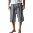 thumbnail image 1 of UAMVSH Men's Capri Pants Drawstring Elastic Waist Casual Below Knee Shorts Summer Beach Vacation Shorts with Pockets, 1 of 5