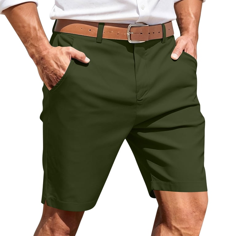 elastic waist dress shorts for men UAMVSH Men's Casual Shorts Summer Work Dress Shorts Lightweight Button Elastic  Waist Golf Cargo Shorts with Pockets