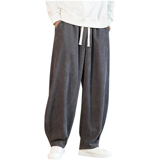 UAMVSH Men's Corduroy Lounge Pants Fashion Loose Fit Warm Elastic Waist Drawstring Harem Pants with Pockets Casual Fall Winter Outfits(3X-Large,Gray)