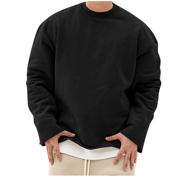 UAMVSH Men's Crewneck Sweatshirt Soft Cotton Long Sleeve Pullover Oversized Athletic Workout Casual Shirts for Fall Winter