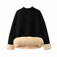 thumbnail image 1 of UAMVSH Men's Fuzzy Fleece Oversized Pullover Tops Warm Long Sleeve Winter Crew Neck Shirts Loose Fit Sherpa Lined Plain Tops(X-Large,Black), 1 of 3