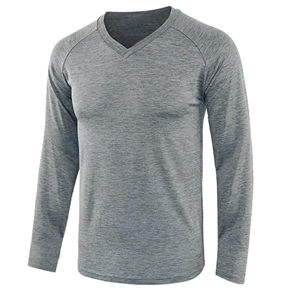 UAMVSH Men's Long Sleeve Raglan Shirts Soft Lightweight V-Neck Running Workout T-Shirts Trendy Baseball Athletic Pullover Tops(Medium,Gray)