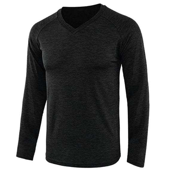UAMVSH Men's Long Sleeve Raglan Shirts Soft Lightweight V-Neck Running Workout T-Shirts Trendy Baseball Athletic Pullover Tops(XX-Large,Black)