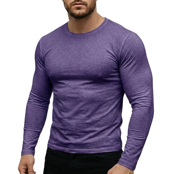 UAMVSH Men's Long Sleeve Shirts Casual Slim Fit Crewneck Gym Running Tees Lightweight Workout Base Layer Undershirt