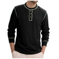 thumbnail image 1 of UAMVSH Men's Long Sleeve T-Shirts Casual Solid Color Pullover Tops Fashion Button Henley Shirts Fall Daily Loungewear Clothes(X-Large,Black), 1 of 7