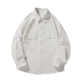 thumbnail image 1 of UAMVSH Men's Oversized Dress Shirts Plus Size Button down Long Sleeve T-Shirts Casual Baggy Collared V-Neck Tops with Chest Pockets(X-Large,White), 1 of 7