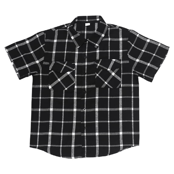 UAMVSH Men's Plaid Button Down Shirts Short Sleeve Casual Stylish Tops Summer Collared Work Shirts Streetwear with Two Pockets