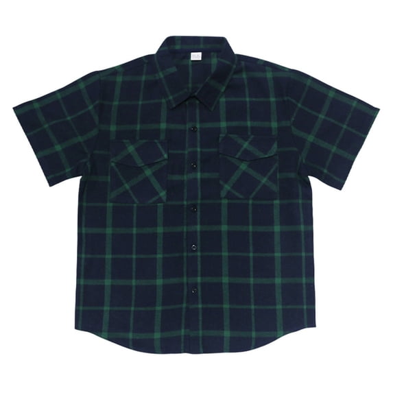 UAMVSH Men's Plaid Button Down Shirts Short Sleeve Casual Stylish Tops Summer Collared Work Shirts Streetwear with Two Pockets
