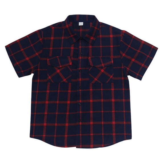 UAMVSH Men's Plaid Button Down Shirts Short Sleeve Casual Stylish Tops Summer Collared Work Shirts Streetwear with Two Pockets