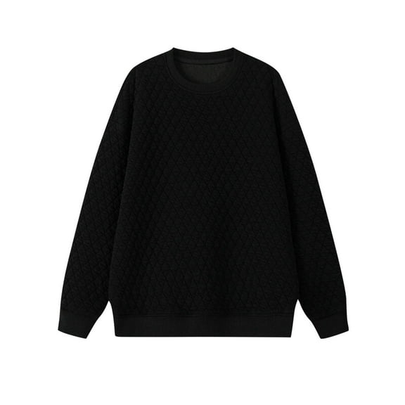 UAMVSH Men's Slim Fit Lightweight Pullover Shirts Plus Size Crew Neck Long Sleeve Tops Casual Fall Winter Solid Color Warm T-Shirts(Medium,Black)