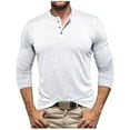 thumbnail image 1 of UAMVSH Men's Slim Fitted Long Sleeve Shirts Solid Color Casual Henley V-Neck T-Shirts Soft Fall Basic Vacation Work Lounge Tops(Large,White), 1 of 5