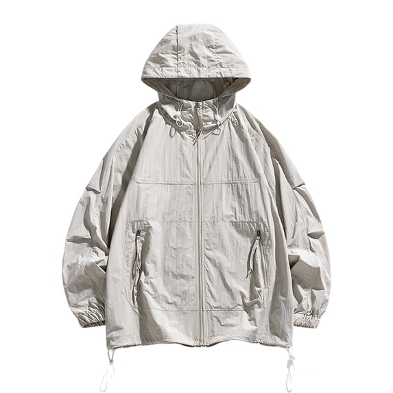 UAMVSH Men's Sun Protection Jacket Outdoor Hiking Performance Long Sleeve Shirt Lightweight Casual Full Zip Hoodie with Pockets