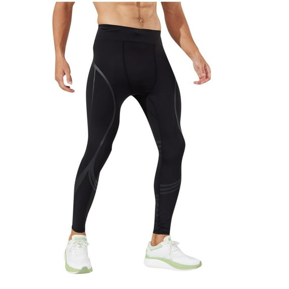 UAMVSH Men's Yoga Leggings Fashion Stretchy Gym Cycling Workout Sweatpants Comfy Slimming Fit High Waist Tight Athletic Pants(Small,Black)