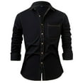 thumbnail image 1 of UAMVSH Mens Button down Denim Shirts Plus Size Button down Slim Fitted Dress Tops Lightweight Long Sleeve Casual Business Work Tshirt(XX-Large,Black), 1 of 3